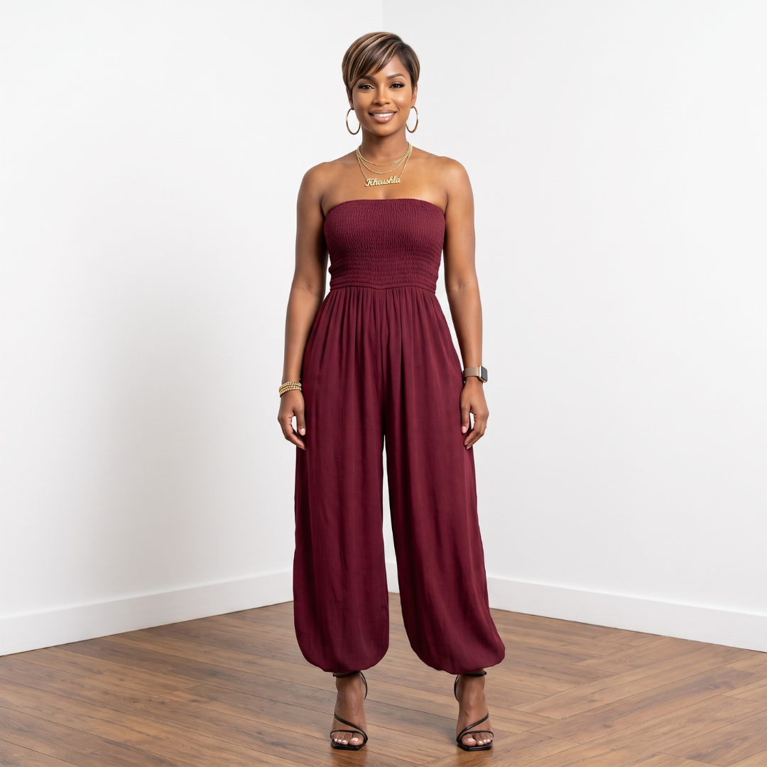 Kial' Smocked Tube Balloon Jumpsuit