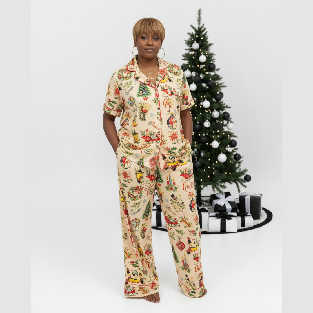 'Tis The Season' Pajama Set | Old Fashioned Print