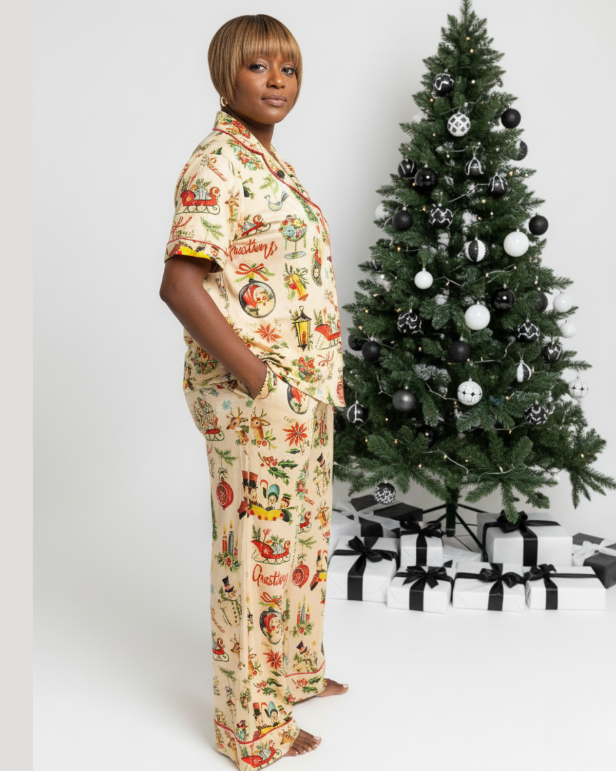 'Tis The Season' Pajama Set | Old Fashioned Print