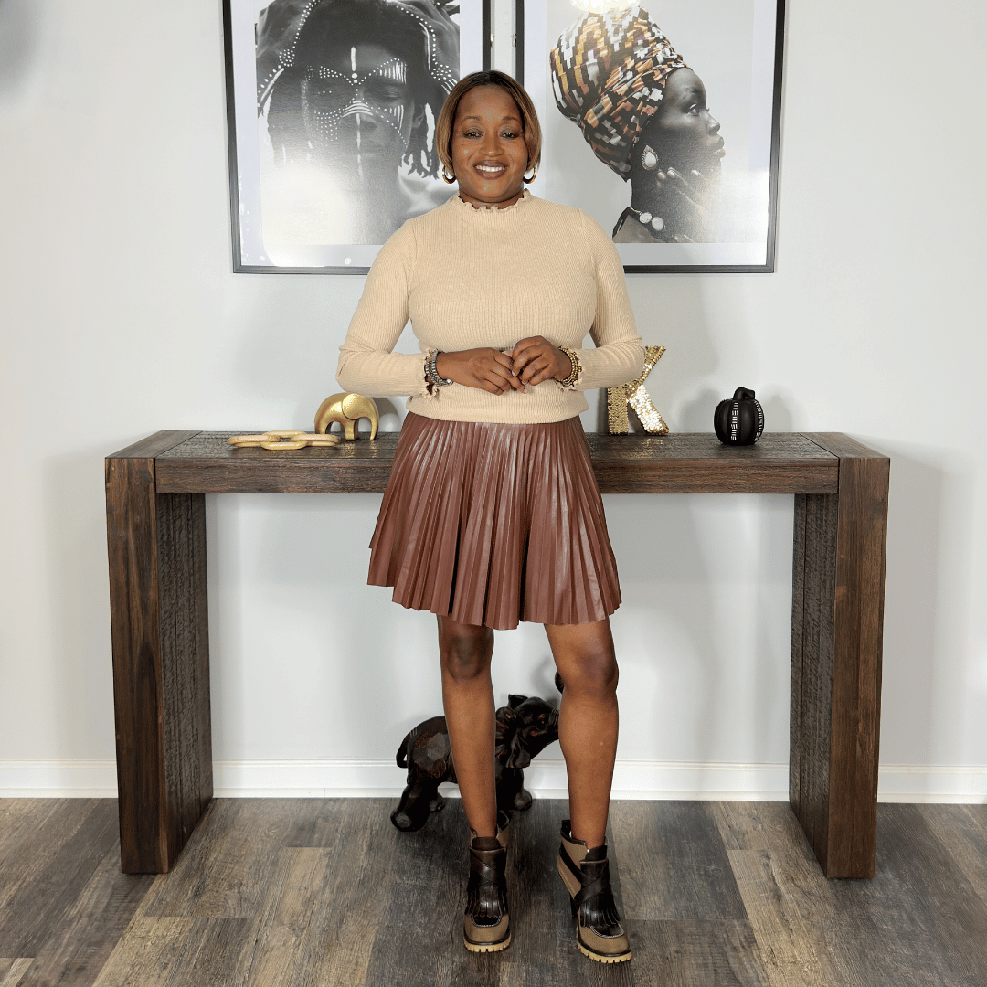 'DARLA' Pleated Faux Leather Skirt