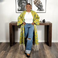 Knit Fringe Cardigan | Green Multi