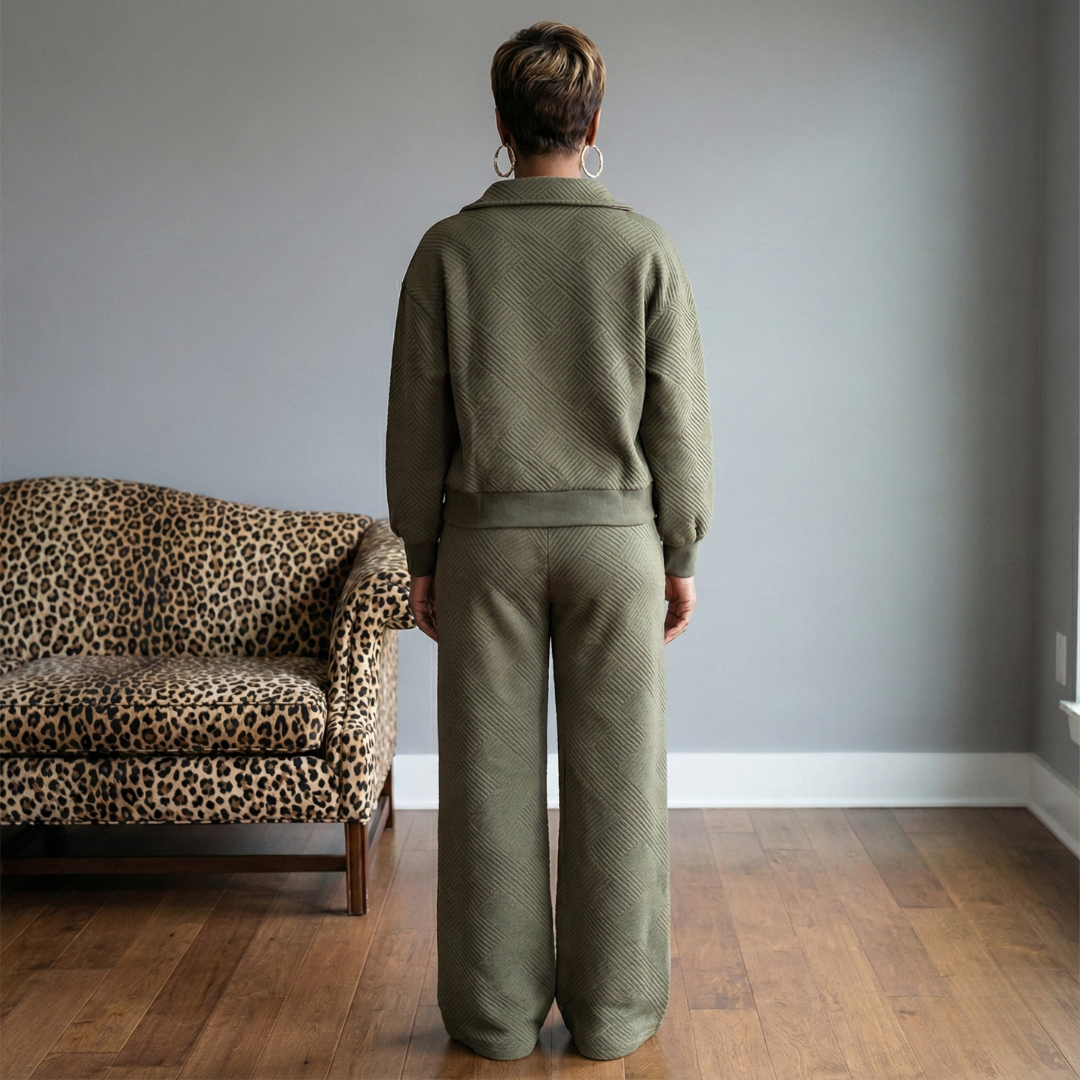 Textured Knit Lounge Set | Olive