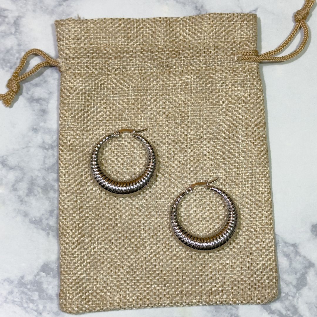 textured hoop earrings silver