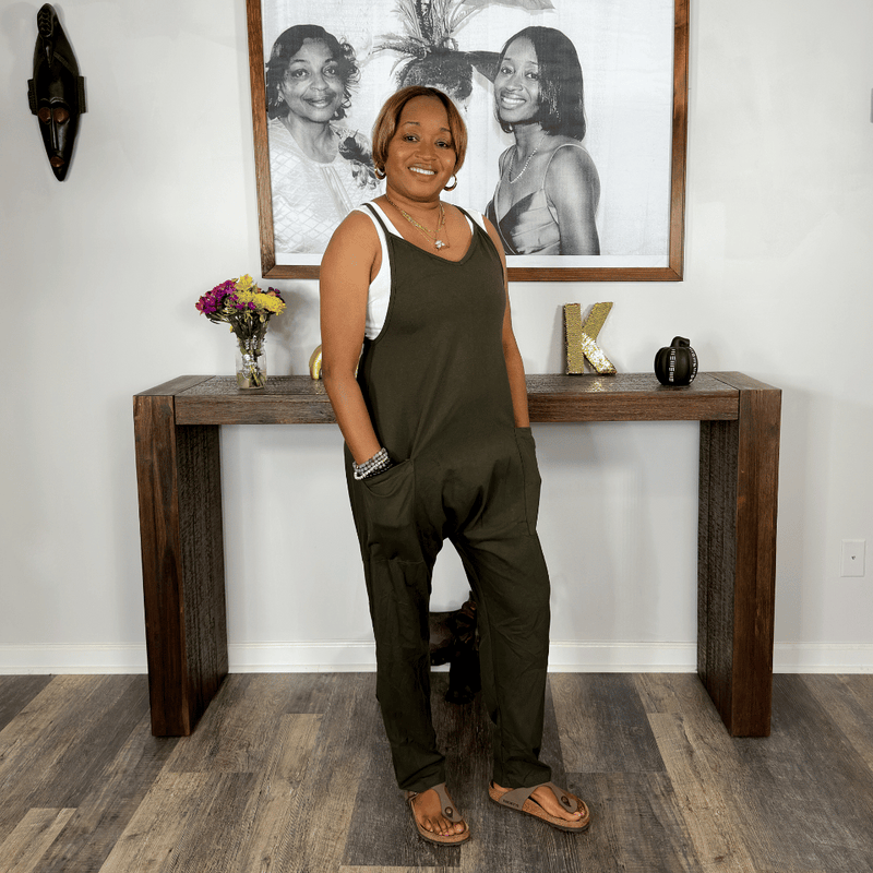 V-Neck Harem Jumpsuit | Olive