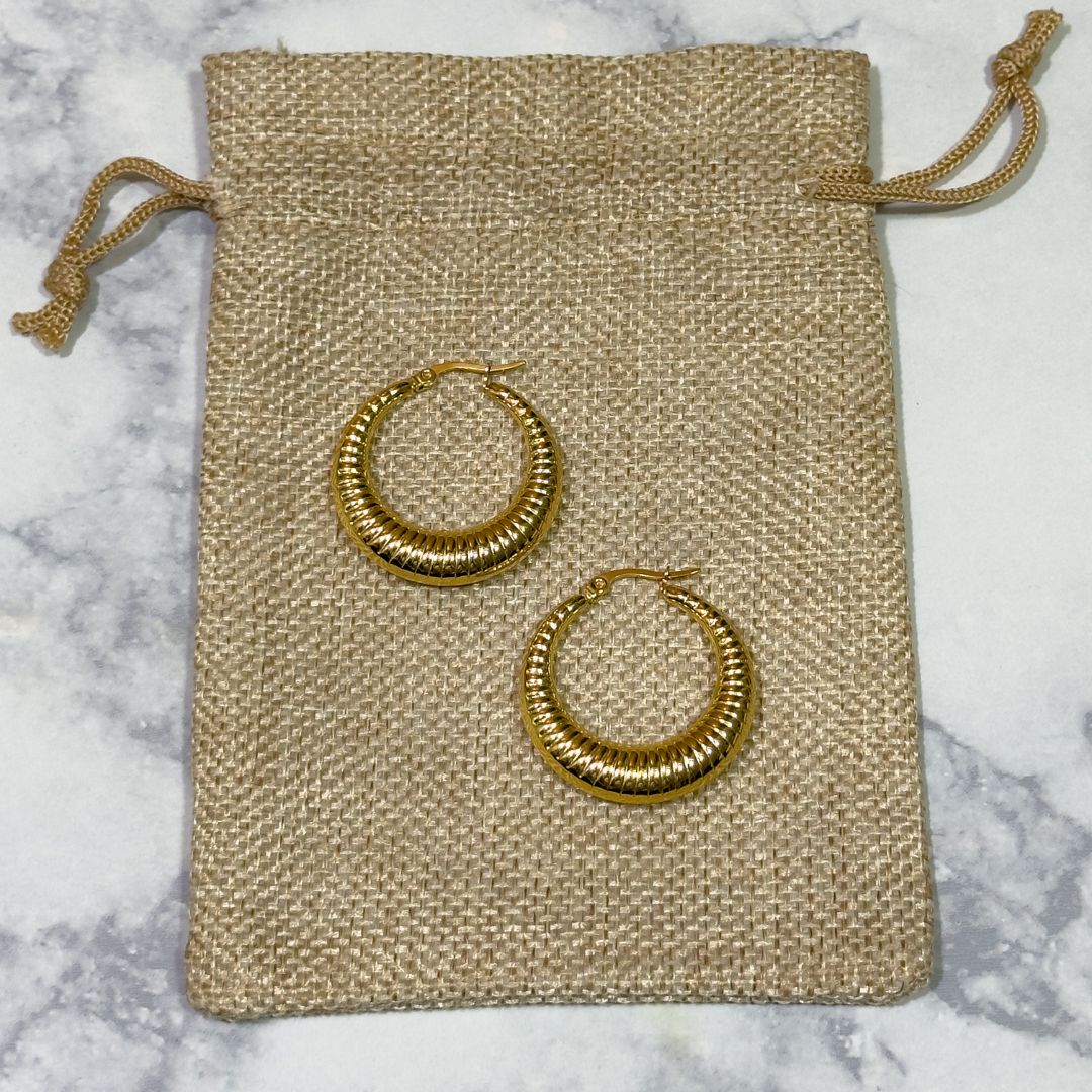 textured hoop earrings gold