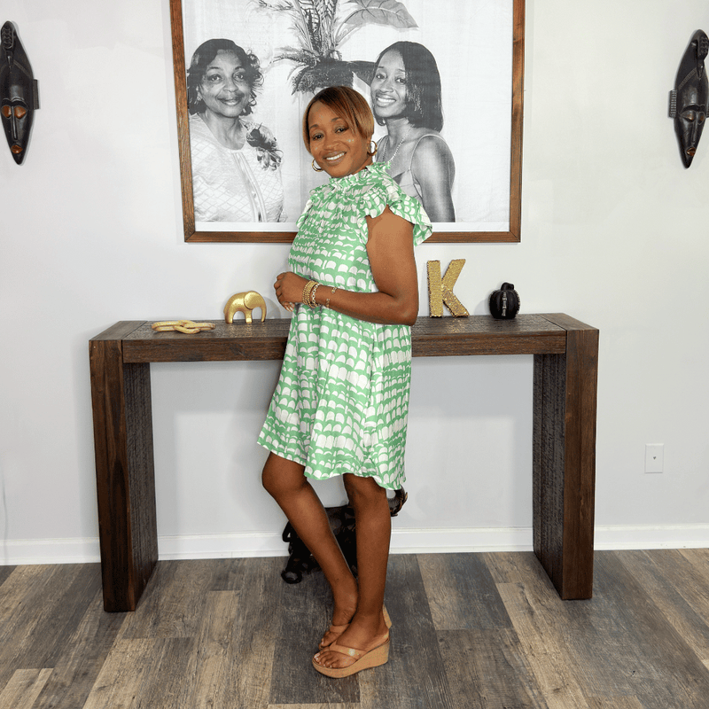 Ruffle Sleeve Dress | Green
