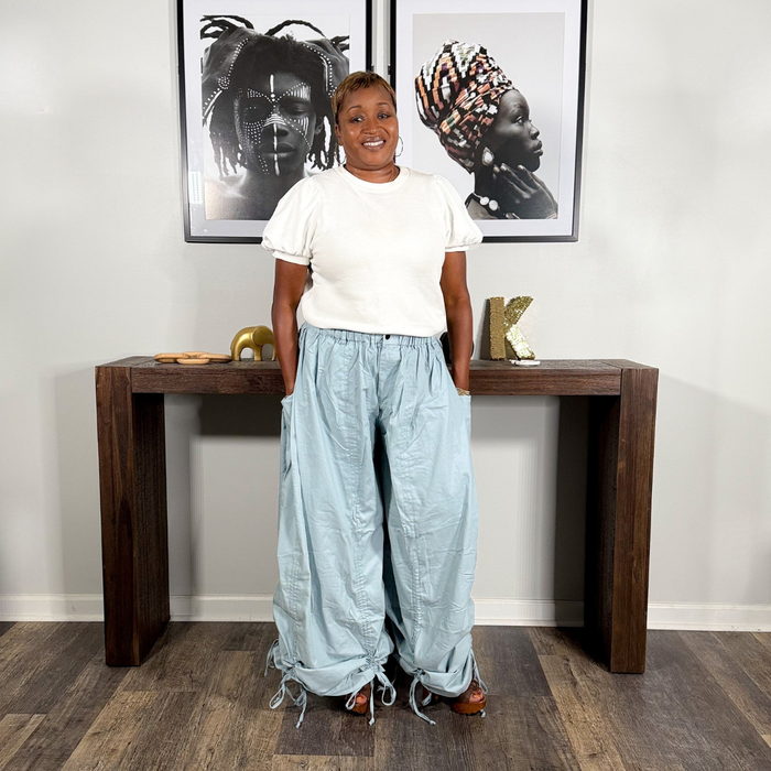 Baggy Ruched Pants | Blue
