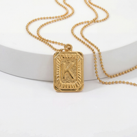 Initial Dog Tag Pendant Necklace