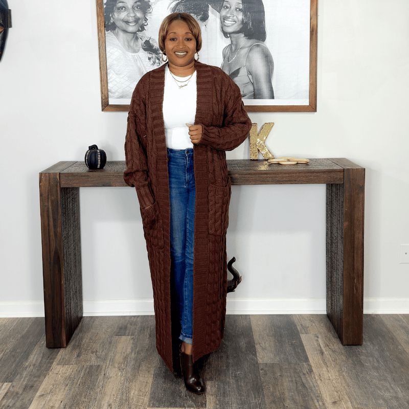 Longline Cardigan | Brown