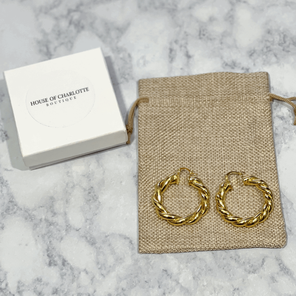 Twisted Gold Hoop Earrings