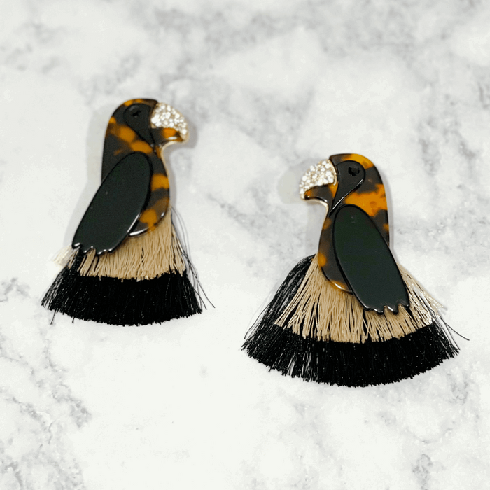 'Zaya' Parrot Tassel Earrings