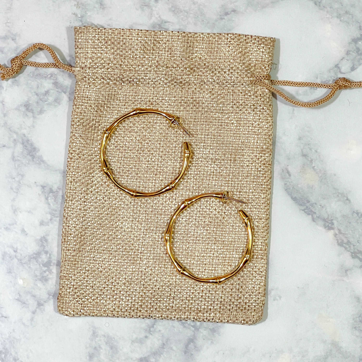 Thin Bamboo Hoop Earrings