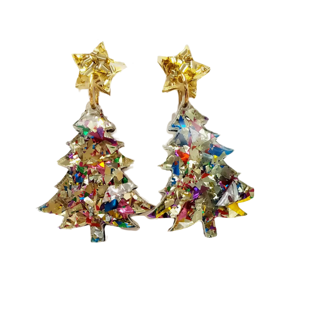 Christmas Tree Multi Resin Earrings | Multi