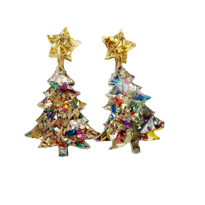 Christmas Tree Multi Resin Earrings | Multi