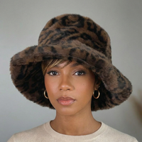 Leopard Faux Fur Bucket Hat | Brown