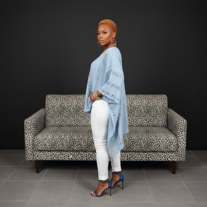 Ripped Asymmetric Top | Light Denim