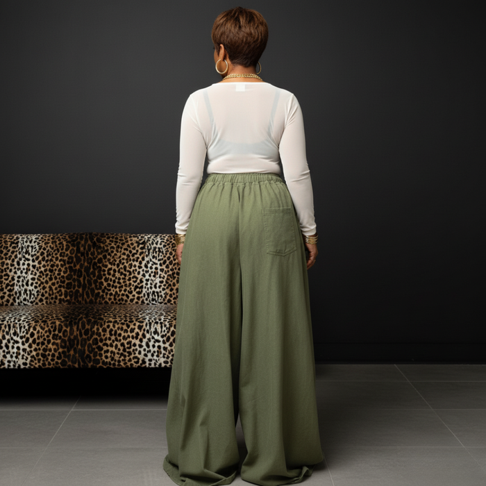 Wide Leg Denim Gauchos | Olive