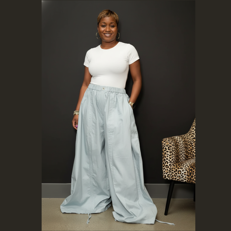 Baggy Ruched Pants | Blue