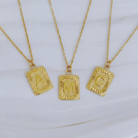 Initial Dog Tag Pendant Necklace