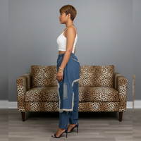 Distressed Denim Harem Pants