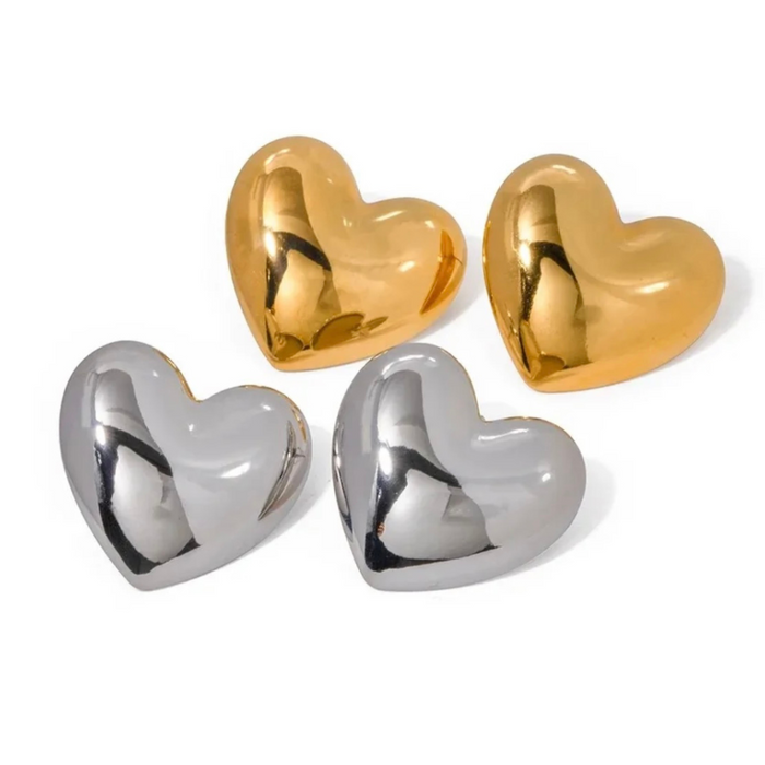 puffy heart stud earrings