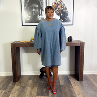 Puff Sleeve Denim Dress