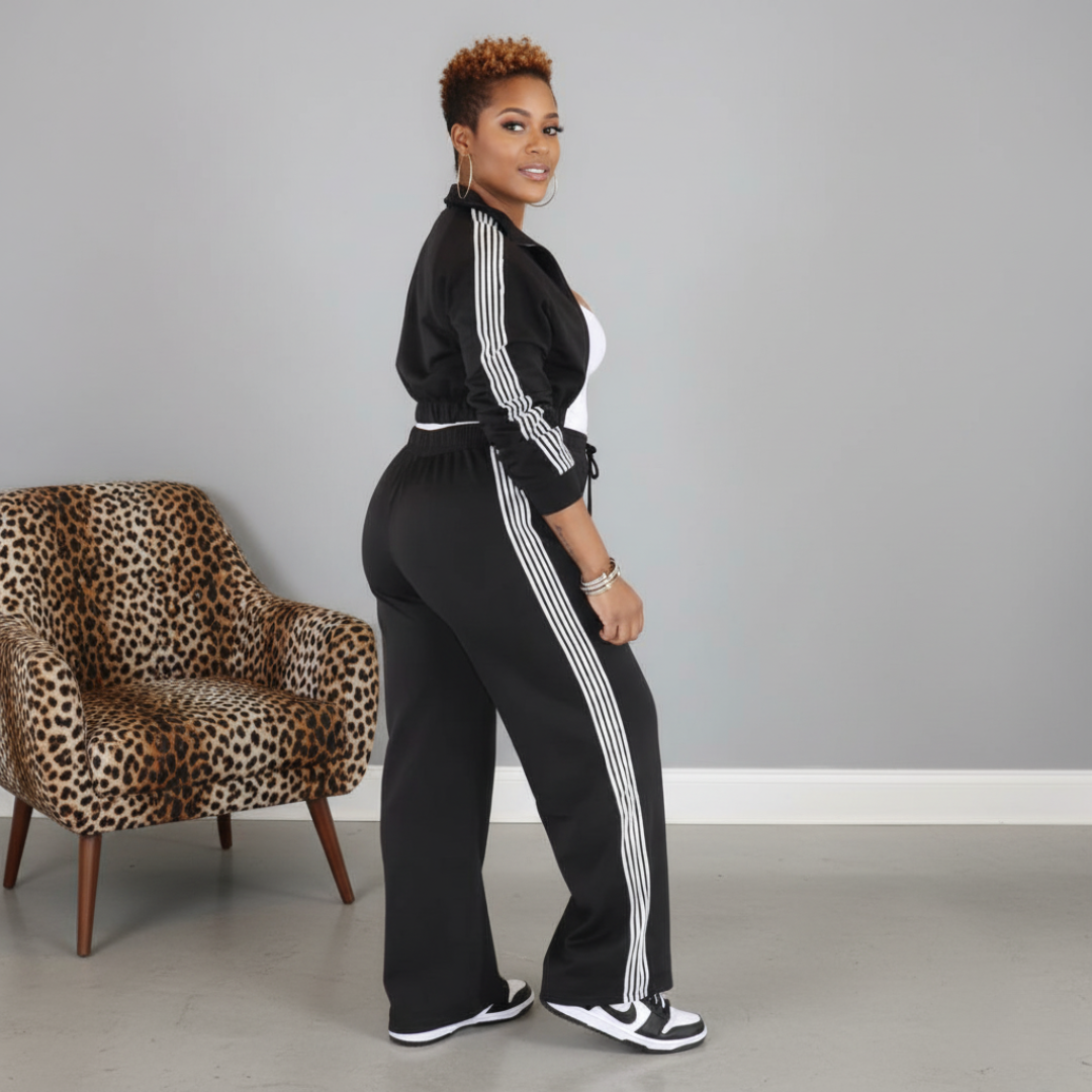 Kendall Side Stripe Pants Set | Black