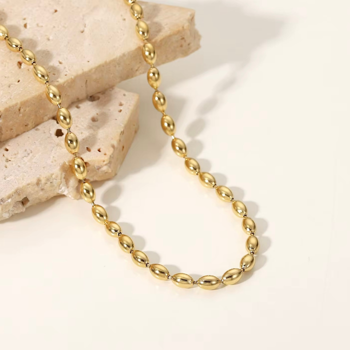 'Tia' Oval Beaded Necklace