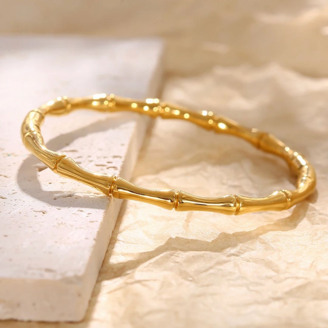 Bamboo Knot Bangle Bracelet | gold
