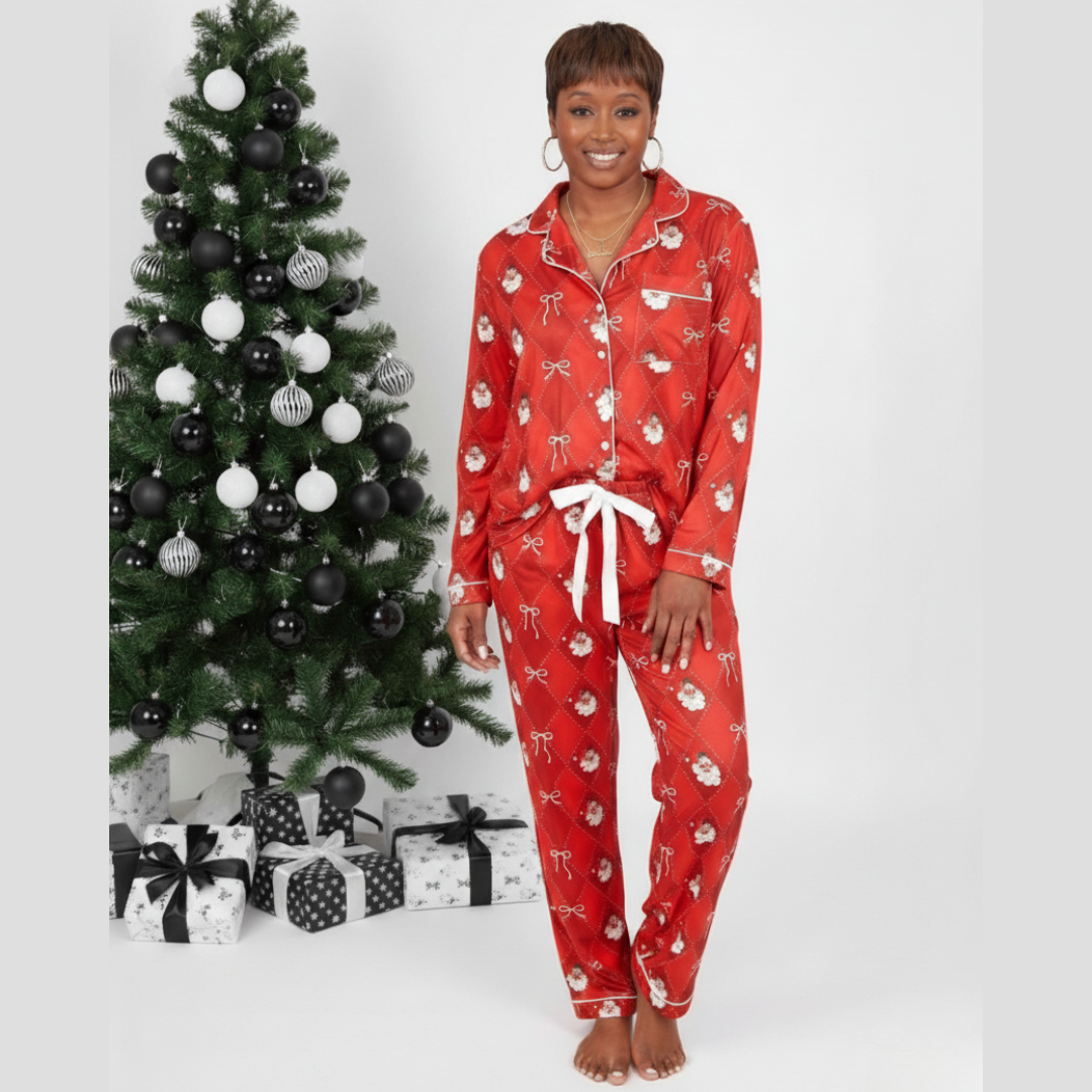 Santa's Signature Bow Ruffle Pajama Set