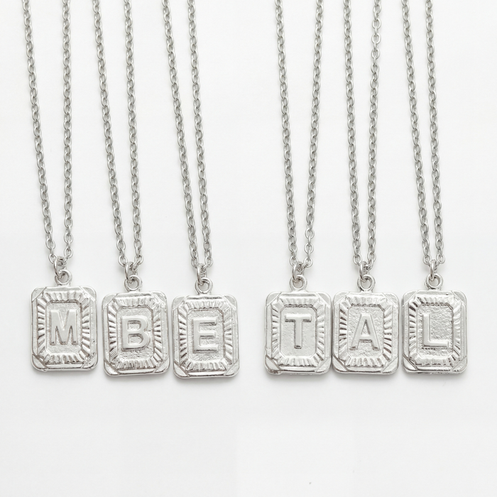 Initial Dog Tag Pendant Necklace