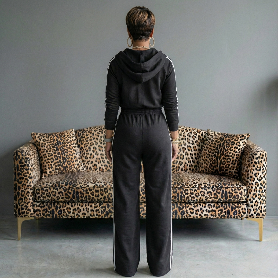 Hooded Fleece lined Jumpsuit | Black