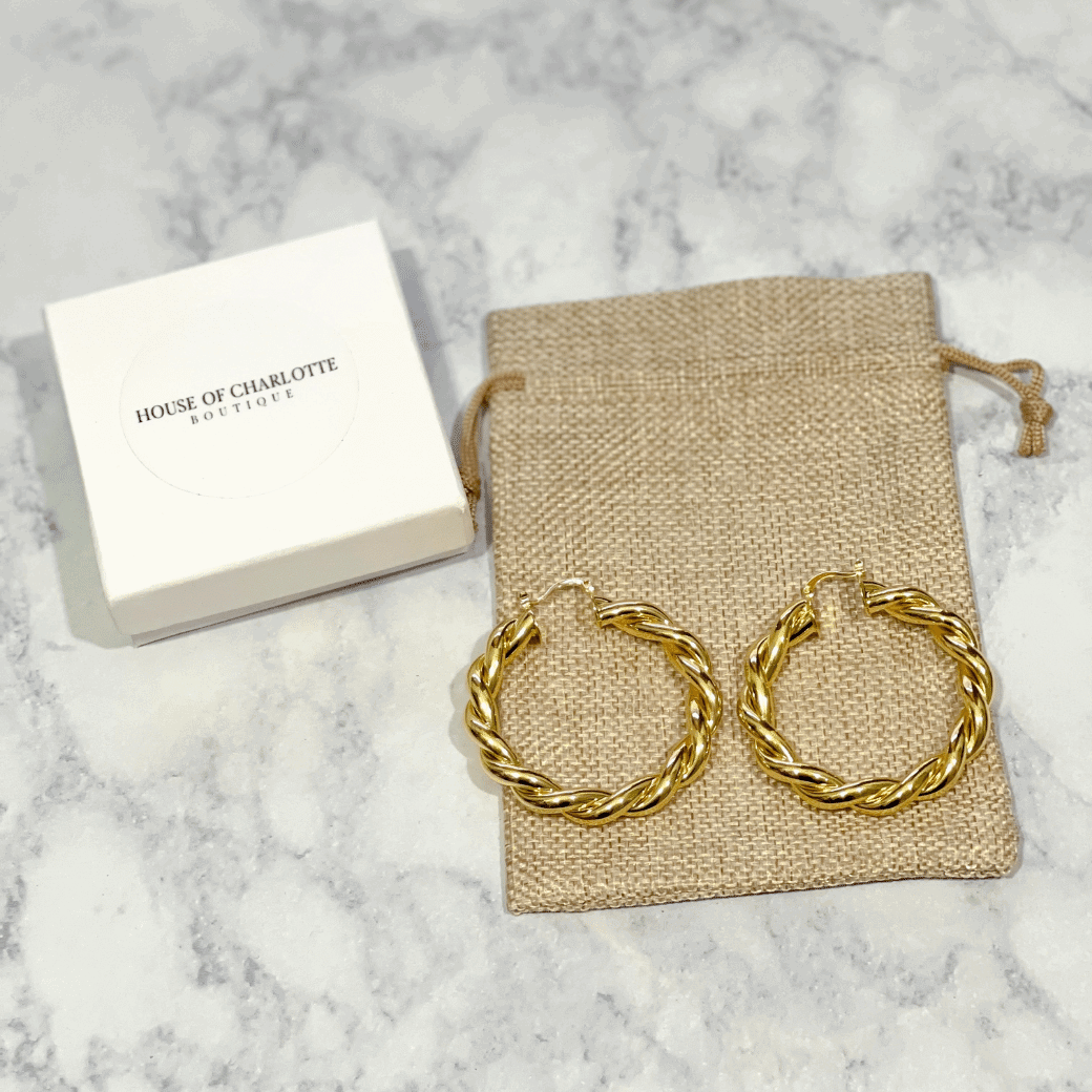 Twisted Gold Hoop Earrings