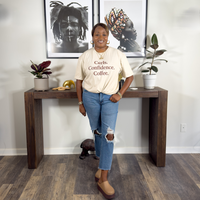 'Curls. Confidence. Coffee.' Tee