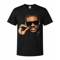 mockup of black Usher graphic tee