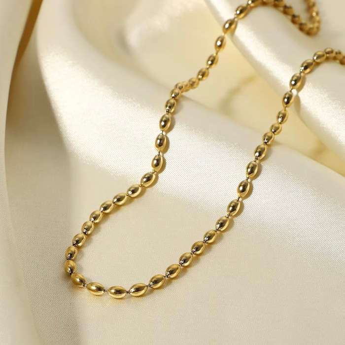 'Tia' Oval Beaded Necklace