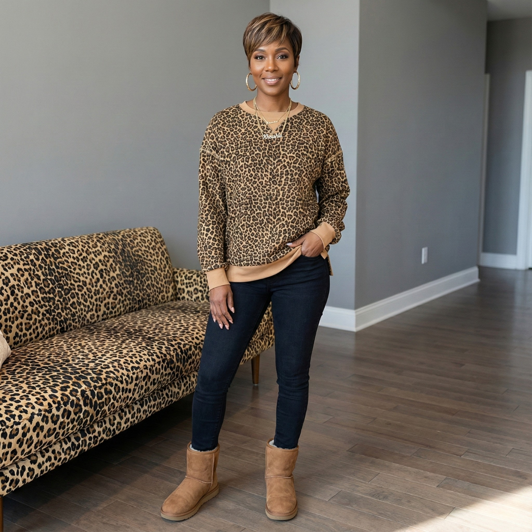 Printed Knit Top | Leopard