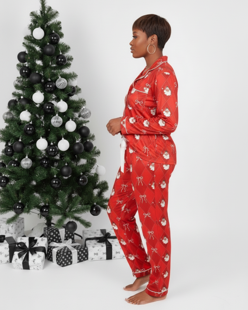 Santa's Signature Bow Ruffle Pajama Set