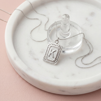 Initial Dog Tag Pendant Necklace