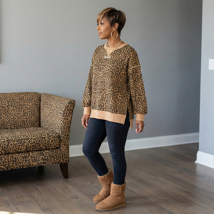 Printed Knit Top | Leopard