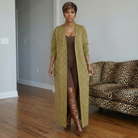 Chevron Long Knit Cardigan