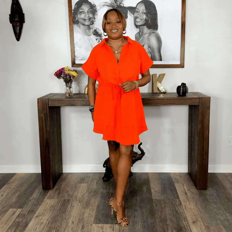 Raw Hem Dress | Orange