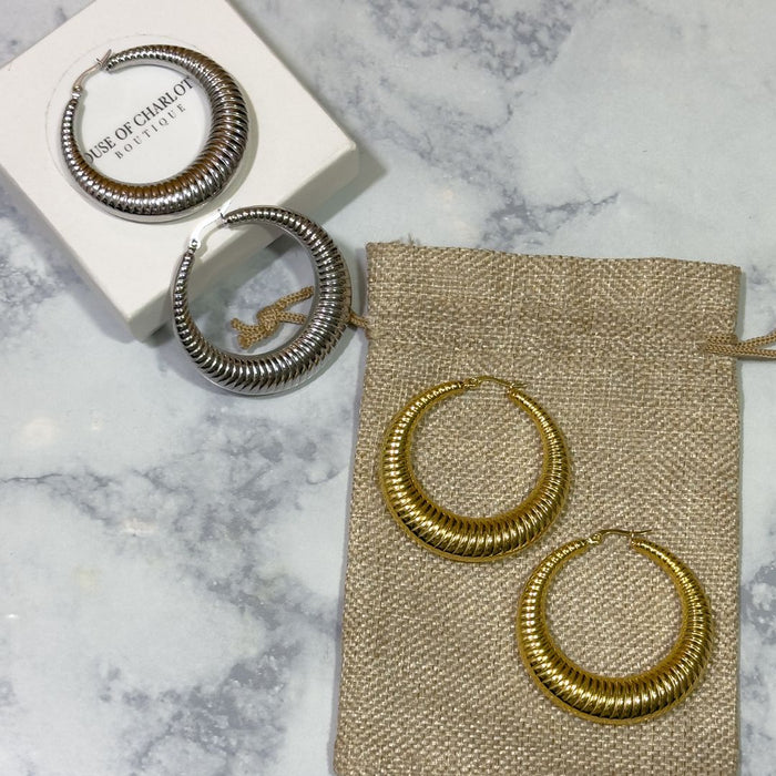 textured hoop earrings