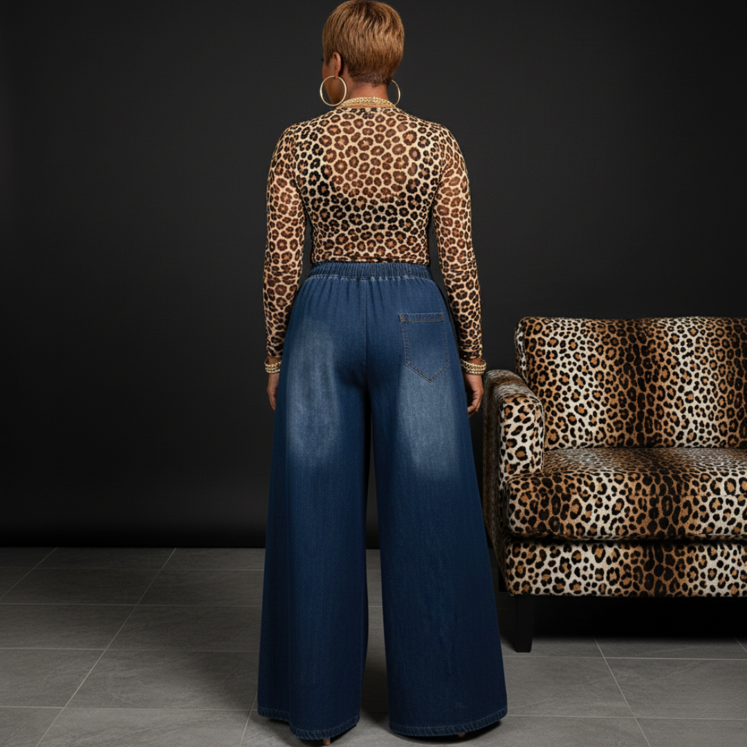 Wide Leg Denim Gauchos | Dark