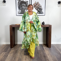 Sheer Balloon Sleeve Duster | Green