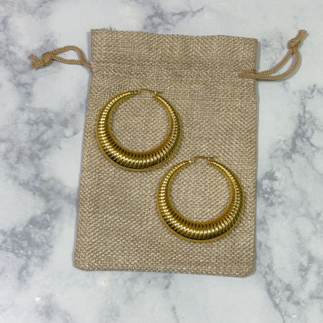 textured hoop earrings gold