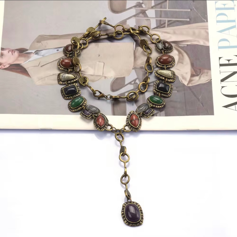 'Jerri' Gemstone Wrap Necklace