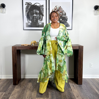 Sheer Balloon Sleeve Duster | Green