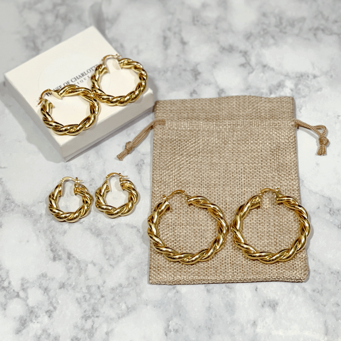 Twisted Gold Hoop Earrings