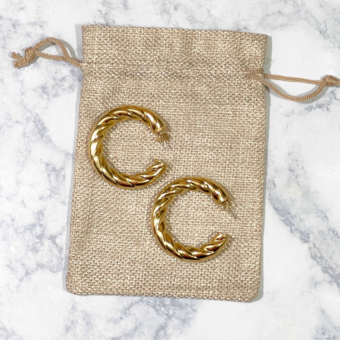 Chunky twist hoop earrings